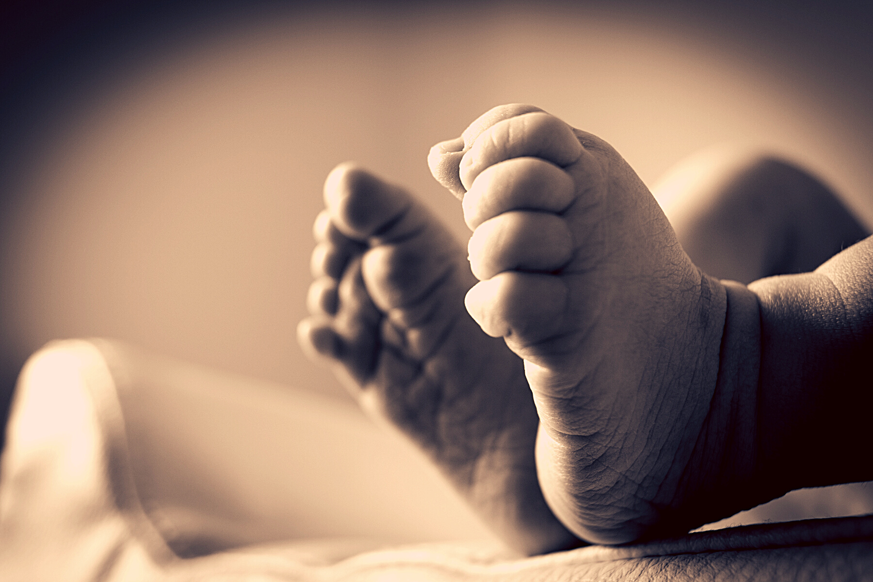 Baby's Feet in Gray Scale Photography